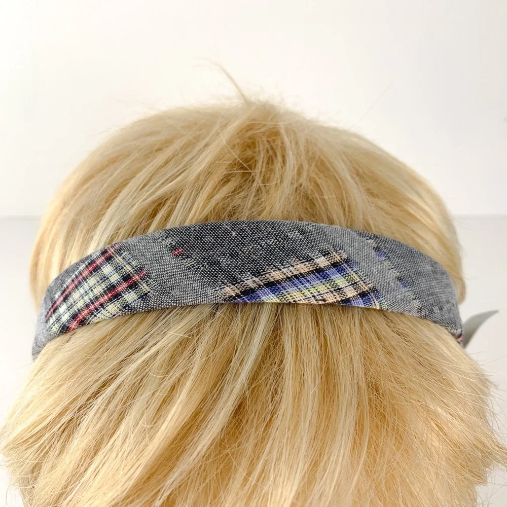Plaid headband navy & white women’s 2009 Target mixed plaid print hair band